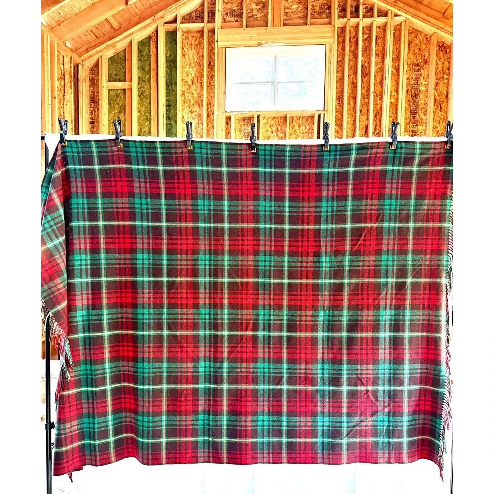 Vintage Wool Plaid Blanket